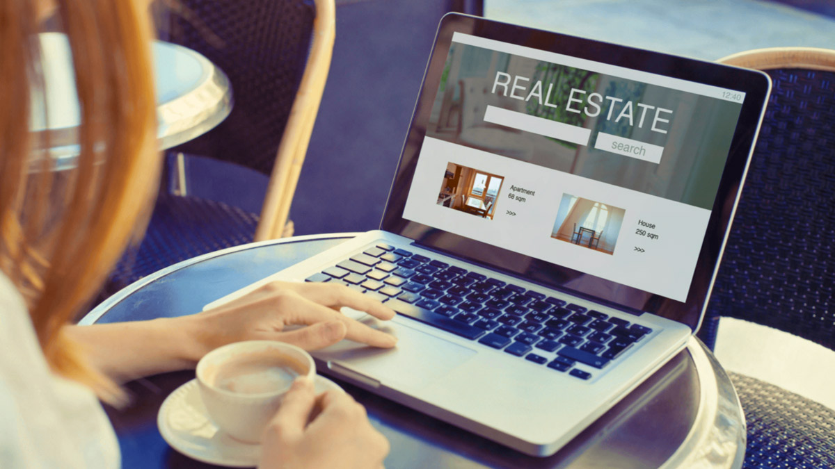 Woman browsing a real estate website