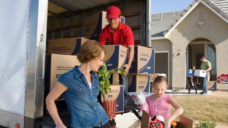 A family moving to a new house