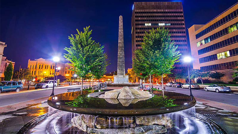 Image of Asheville in night time