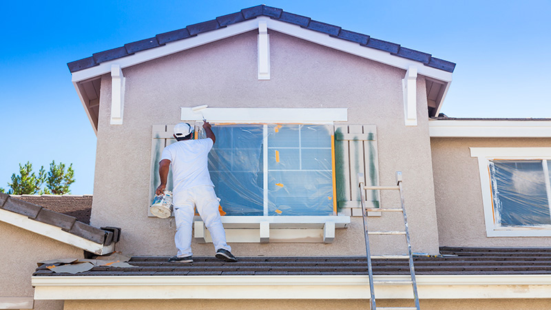 Image of a person painting his house