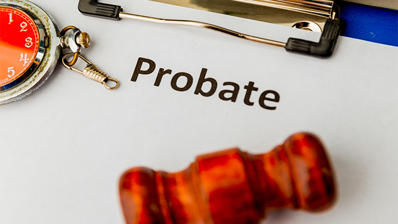 Image of paper document with the word probate